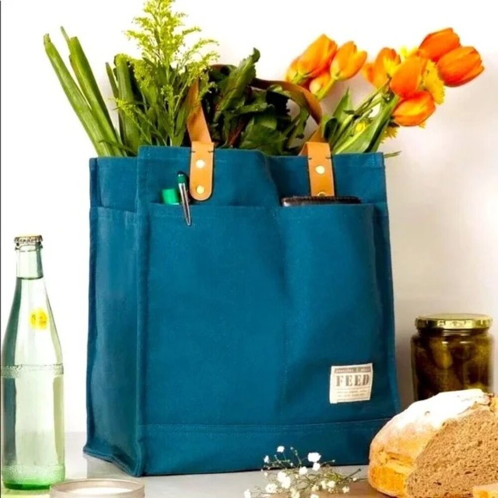 FEED Projects Canvas Market Tote Sea Blue